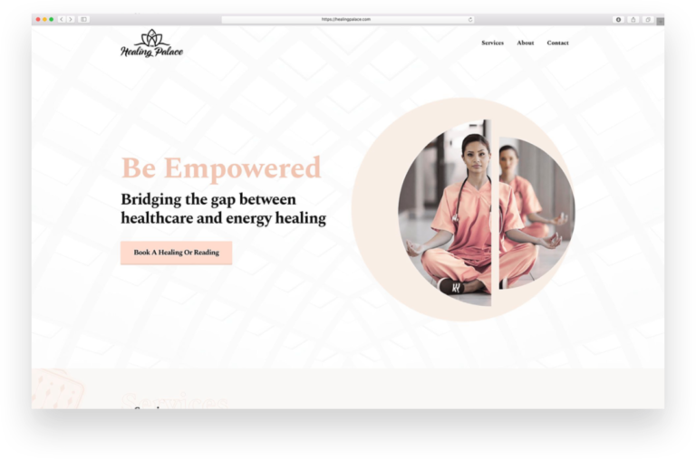 Healing Palace web design desktop friendly