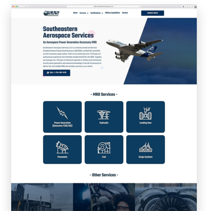 southeastern aerospace aviation web design