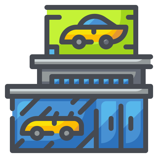 Icon of a car representing web design for auto dealerships.